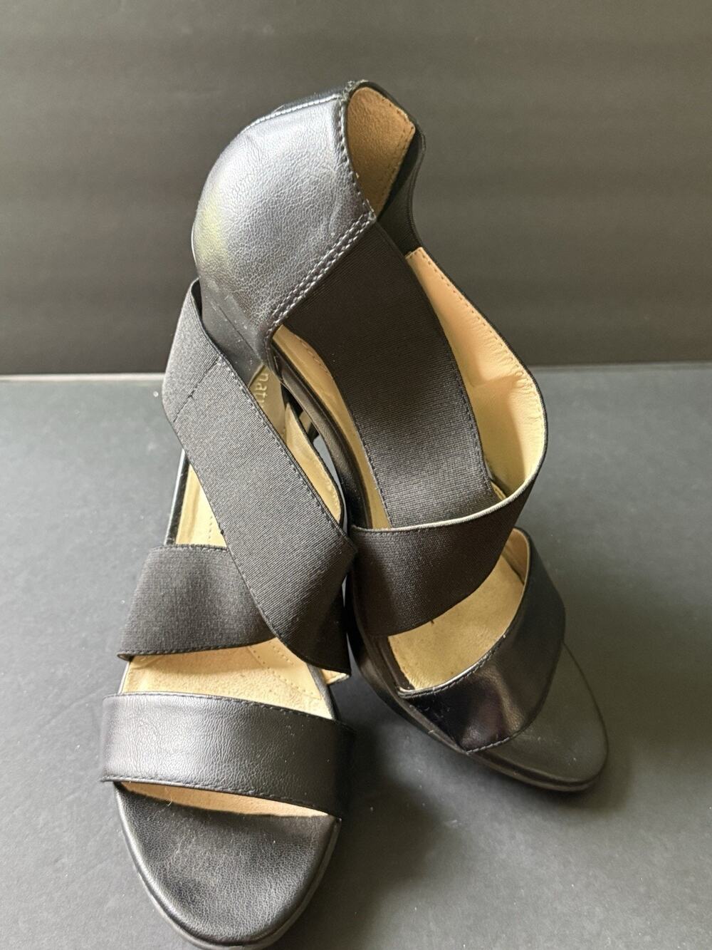 Natiralizer N5 Comfort Elastic Strap Sandal Black Size 8 Comfort Block Heal